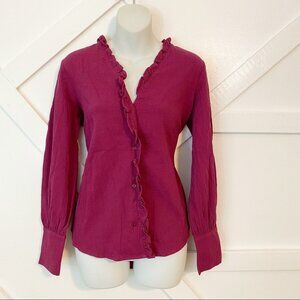 The Fifth Label Ruffle Button Down Top Purple Sz S